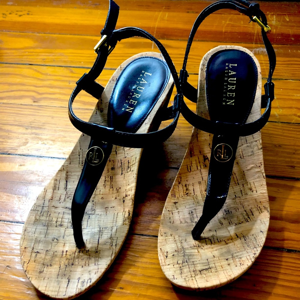 Ralph Lauren Black wedged sandals